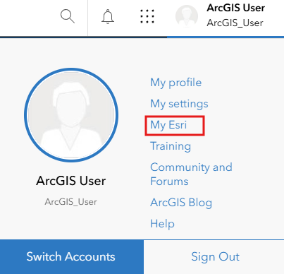 ArcGIS tab ArcGIS tab